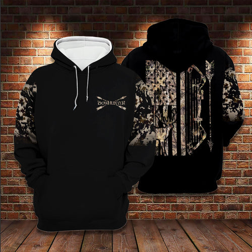 Hunting Gifts American Deer Hunting Bowhunter Camo All Over Printed US Unisex Size Hoodie