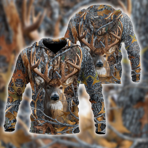 Hunting Gifts Deer Hunting Gifts All Over Print Camo Deer Hunter US Unisex Size Hoodie