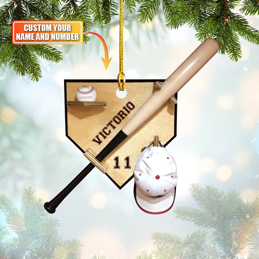 Ornament - Personalized Baseball America Custom Name Number Ornament, Christmas Gifts, Custom Shape Flat Ornament