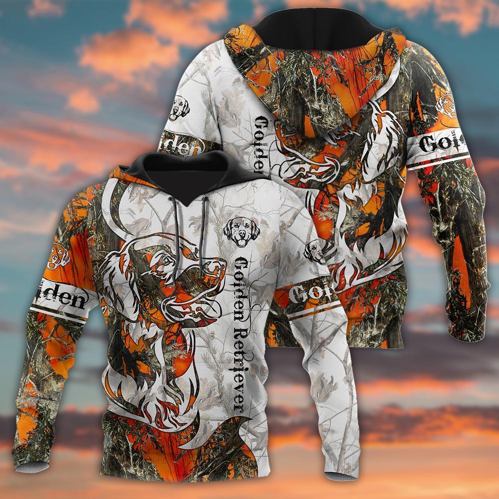 Hunting Gifts Deer Hunting Gifts Deer Hunting Golden Retriever Camo US Unisex Size Hoodie