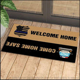 Gifts for Police Officers Welcome Home Come Home Safe Police Blueline Printed Doormat Non-Slip Rubber Backing Doormat HG