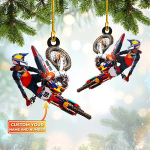 Ornament - Motocross - Motocross Biker, Custom Shaped Ornament, Christmas Ornament Decor