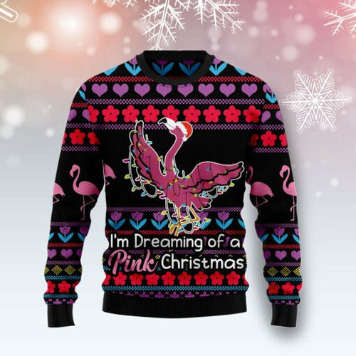 Flamingo I’m Dreaming Of A Pink Christmas Ugly Christmas Sweater 