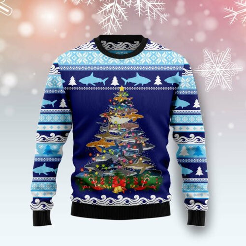 Shark Christmas Tree Ugly Christmas Sweater 