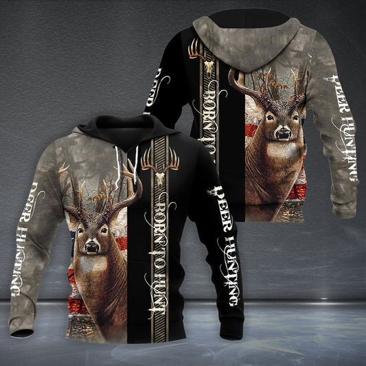 Hunting Gifts Deer Hunting Gifts Deer Hunting All Over Printed US Unisex Size Hoodie