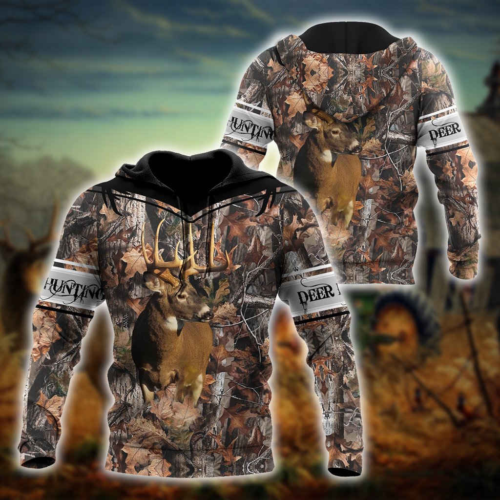 Hunting Gifts Deer Hunting Gifts Camo Deer Hunter All Over Printed US Unisex Size Hoodie