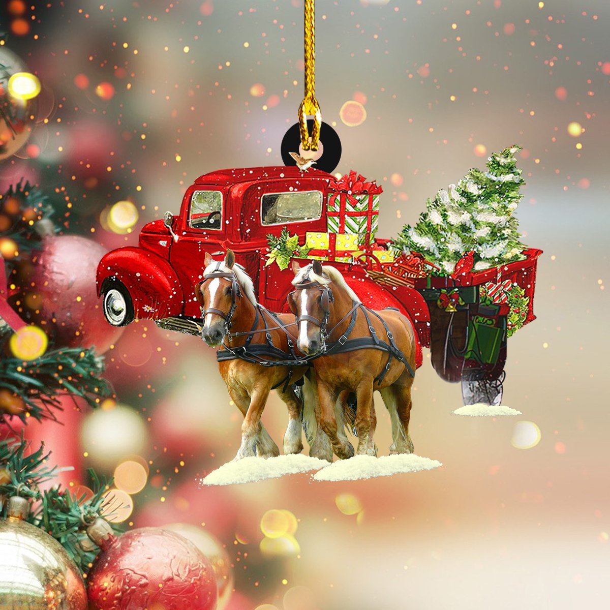 Horses and Truck Car Ornament