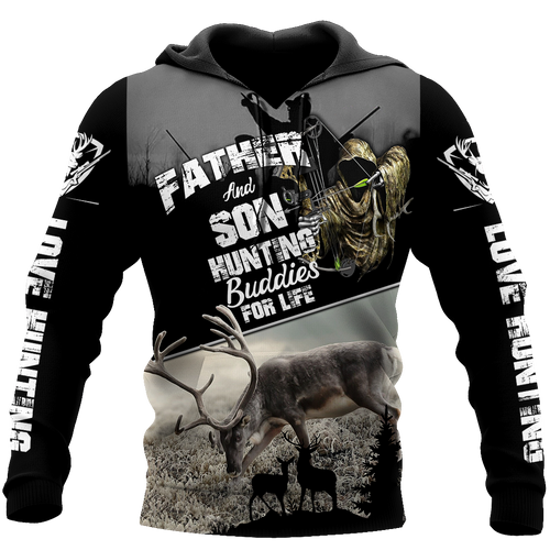 Hunting Gifts Deer Hunting Gifts Deer Hunting Father and Son All Over Printed US Unisex Size Hoodie