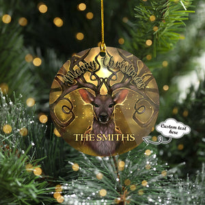 Custom Merry Christmas Reindeer - Family Name Car Ornament