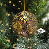 Custom Merry Christmas Reindeer - Family Name Car Ornament