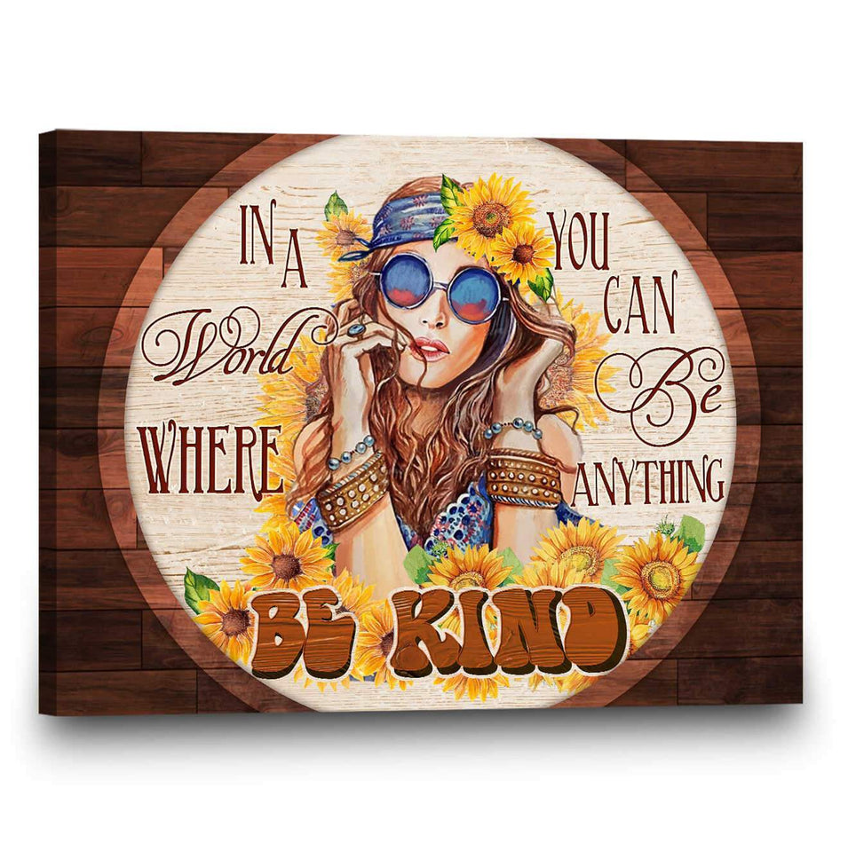 Flower Child For Daughter In The World Where You Can Be Anything Be Kind Canvas And Poster, Wall Decor Visual Art