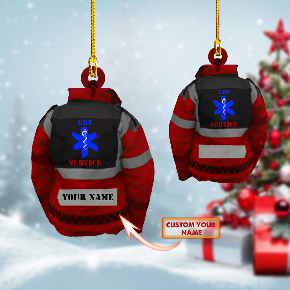 EMT EMS PARAMEDIC Ornament Red EMT Gift Car Ornament