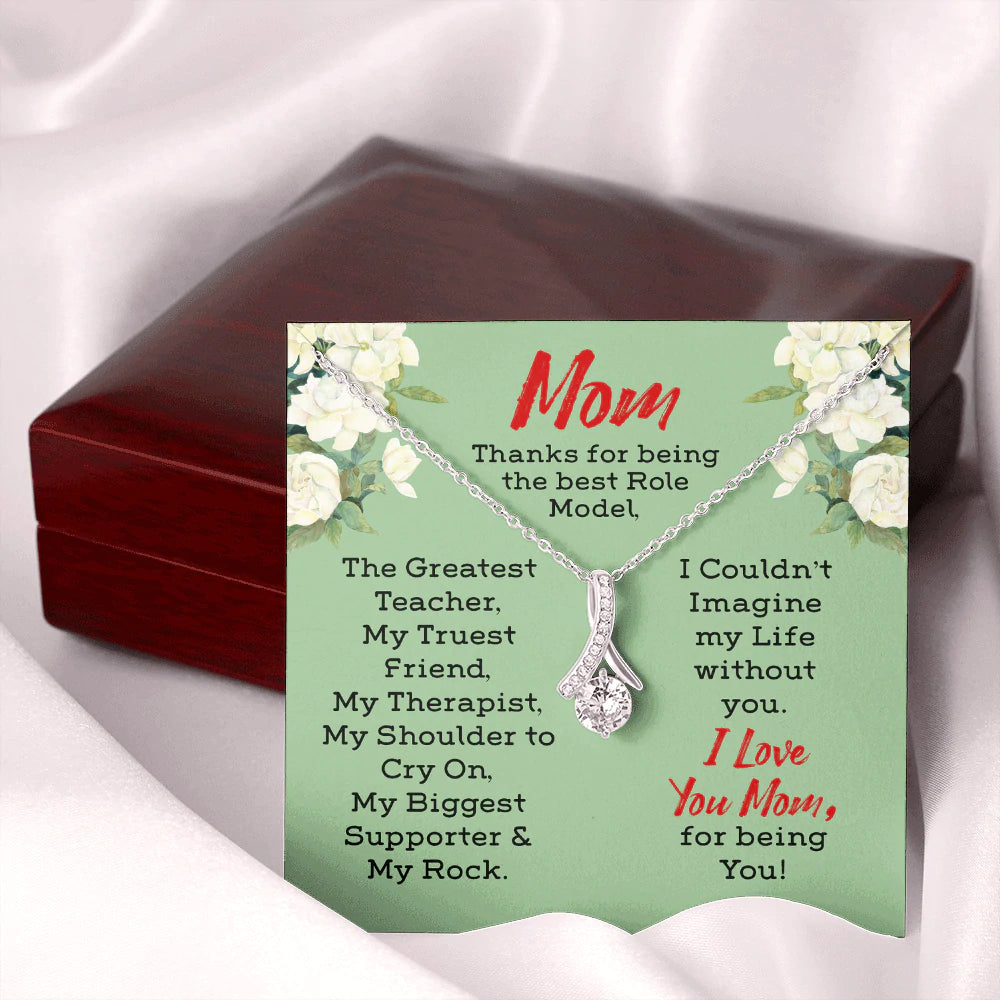To My Mom Necklace Gift - The Greatest Teacher, My Truest Friend, My Therapist, My Shoulder to cry on, My supporter & my rock Alluring Beauty Necklace LX104H