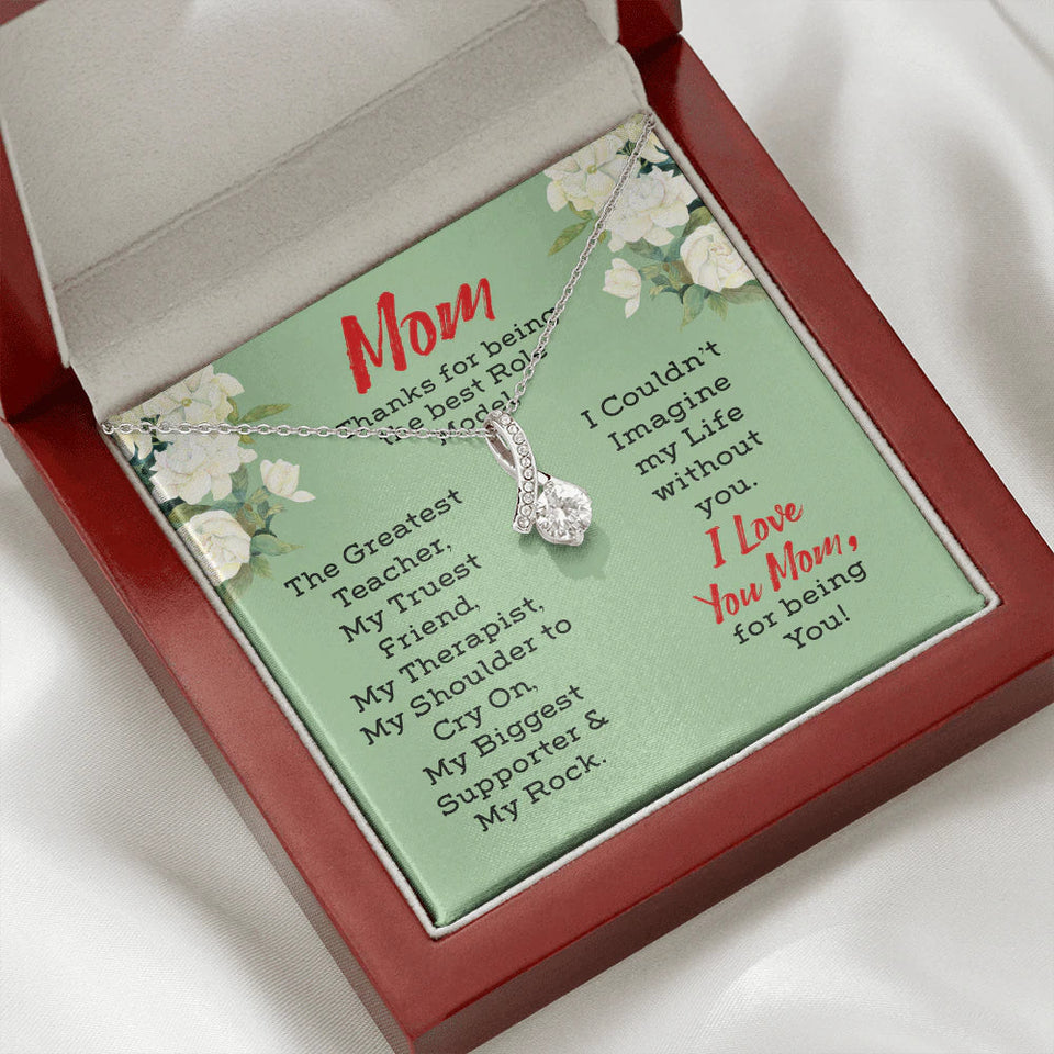 To My Mom Necklace Gift - The Greatest Teacher, My Truest Friend, My Therapist, My Shoulder to cry on, My supporter & my rock Alluring Beauty Necklace LX104H