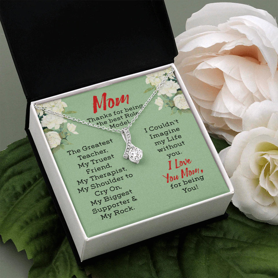 To My Mom Necklace Gift - The Greatest Teacher, My Truest Friend, My Therapist, My Shoulder to cry on, My supporter & my rock Alluring Beauty Necklace LX104H