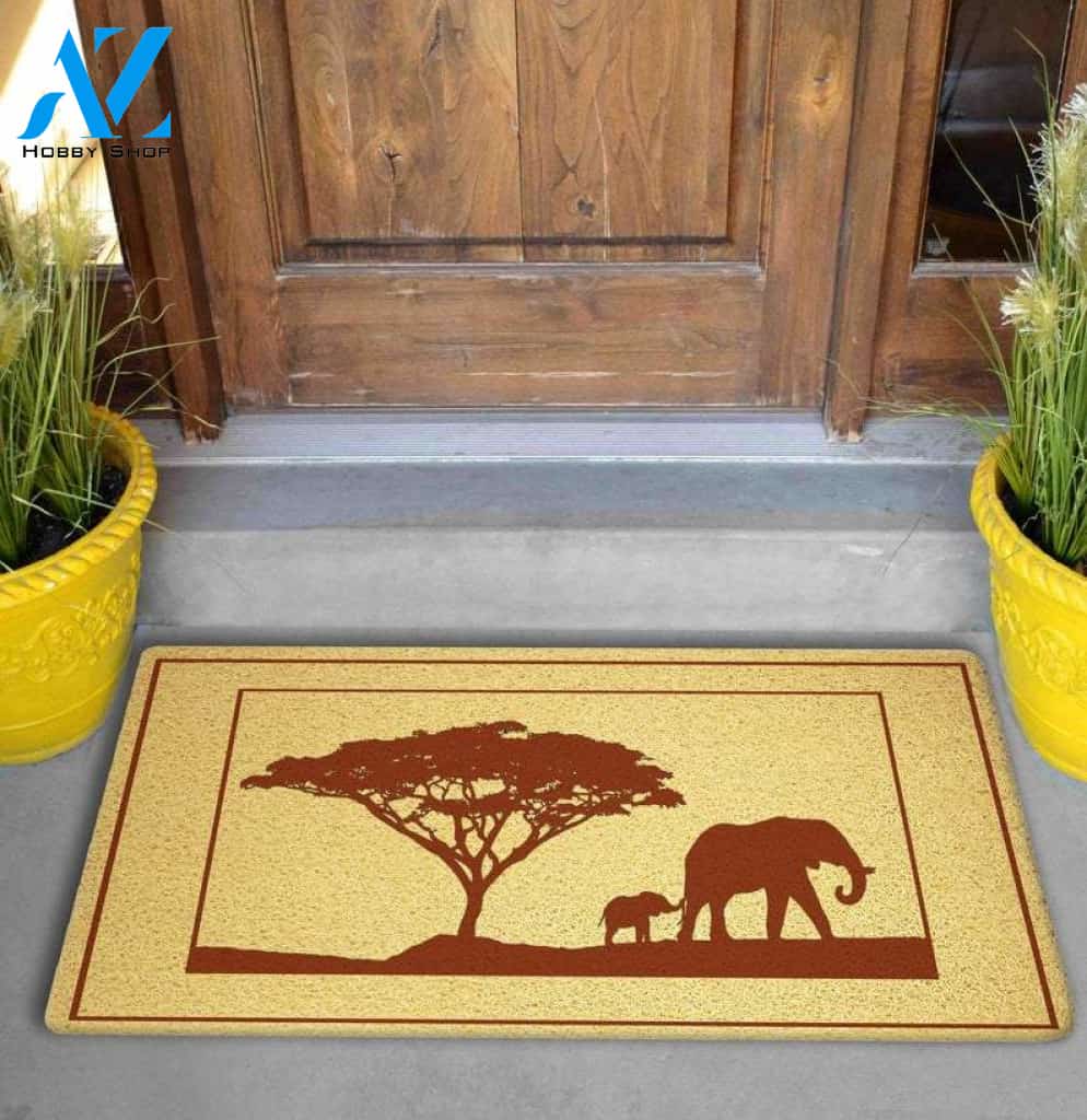 Mom And Baby Elephant Doormat Welcome Mat Housewarming Gift Home Decor Funny Doormat Gift Idea For Elephant Lovers