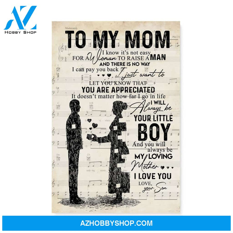 Gift for Mom from Son Mom and Son gift Sheet Music Canvas
