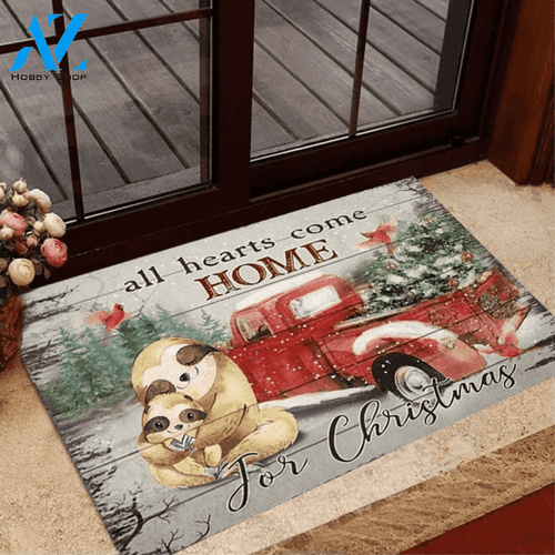 Mom & Baby Sloth Home For Christmas Doormat Family Presents For Sloth Lovers Durable Soft Velvet Doormat Home Decor Funny Doormat Gift Idea
