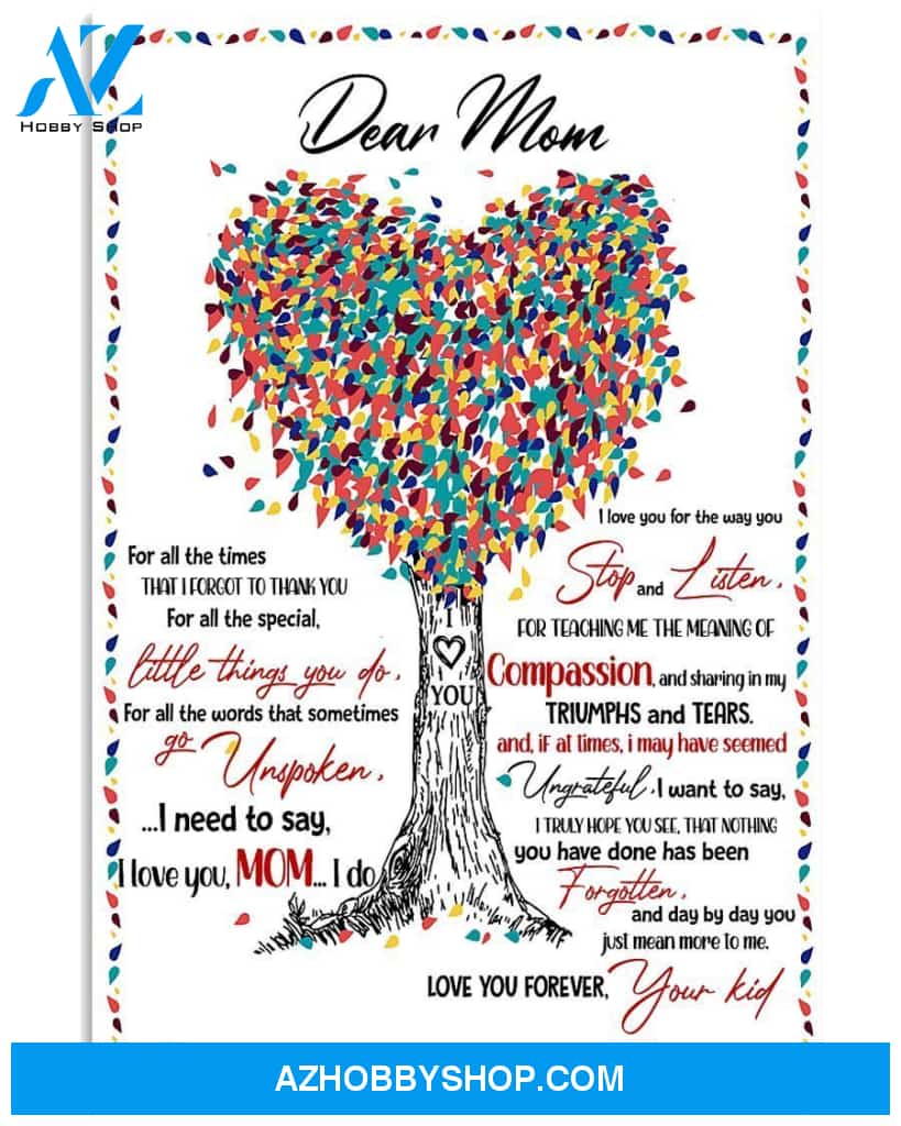 Mom Canvas, Dear Mom, For All The Times That I Forgot Color Tree Canvas Wall Art Mothers Day Gifts