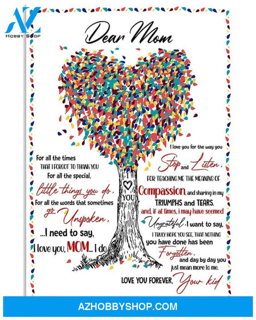 Mom Canvas, Dear Mom, For All The Times That I Forgot Color Tree Canvas Wall Art Mothers Day Gifts