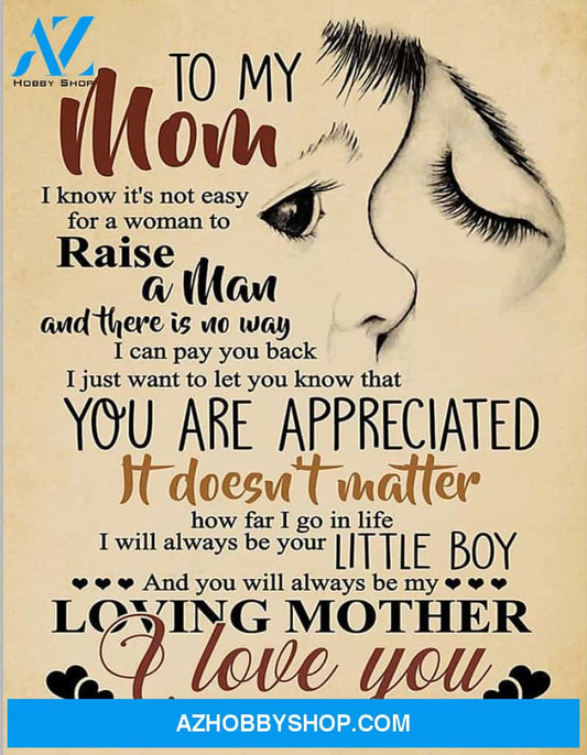 Mom Canvas To My Mom I I Know It's Not Easy Son Canvas Wall Art Full Size