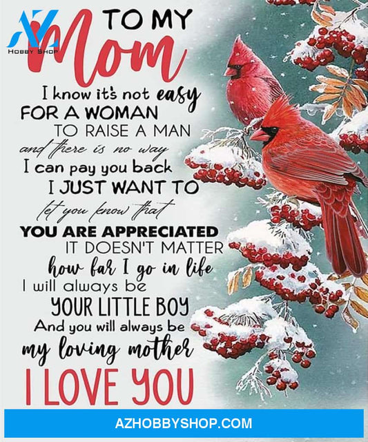 Mom Canvas To My Mom I Know It's Not Easy Son Cardinal Canvas Wall Art Full Size