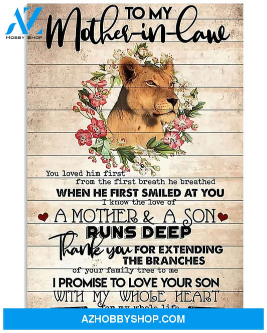 Mom Canvas, To My Mother In law, A Mother And A Son Runs Deep Lion Canvas Wall Art Mothers Day Gifts