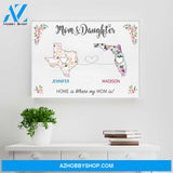 Mom & Daughter State Floral Premium Canvas