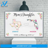 Mom & Daughter State Floral Premium Canvas