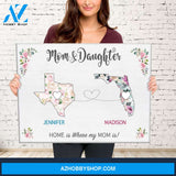 Mom & Daughter State Floral Premium Canvas