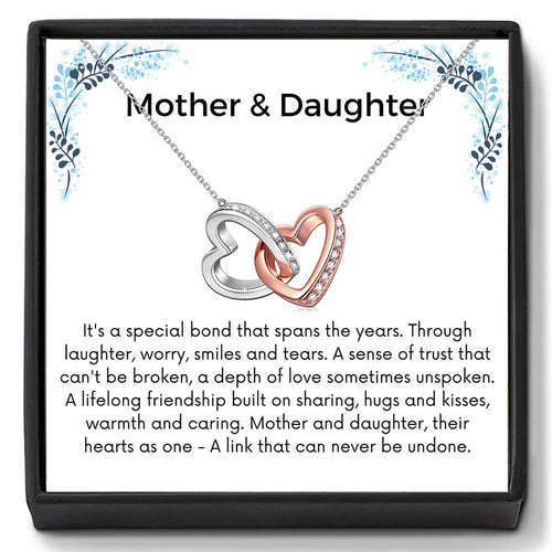 Mother & Daughter Hearts As One Interlocking Hearts Necklace, Gift For Women