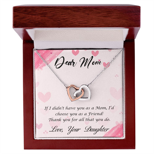 Mom From Daughter Happy Mother’s Day Interlocking Hearts Necklace