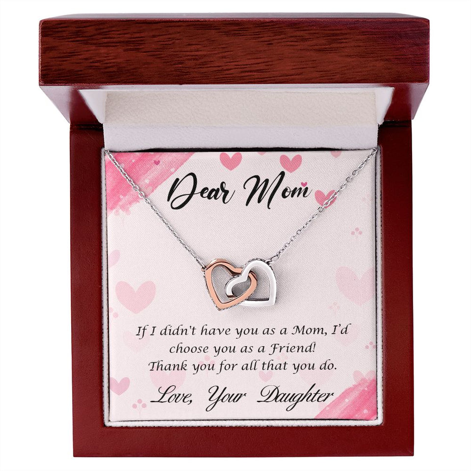 Mom From Daughter Happy Mother’s Day Interlocking Hearts Necklace