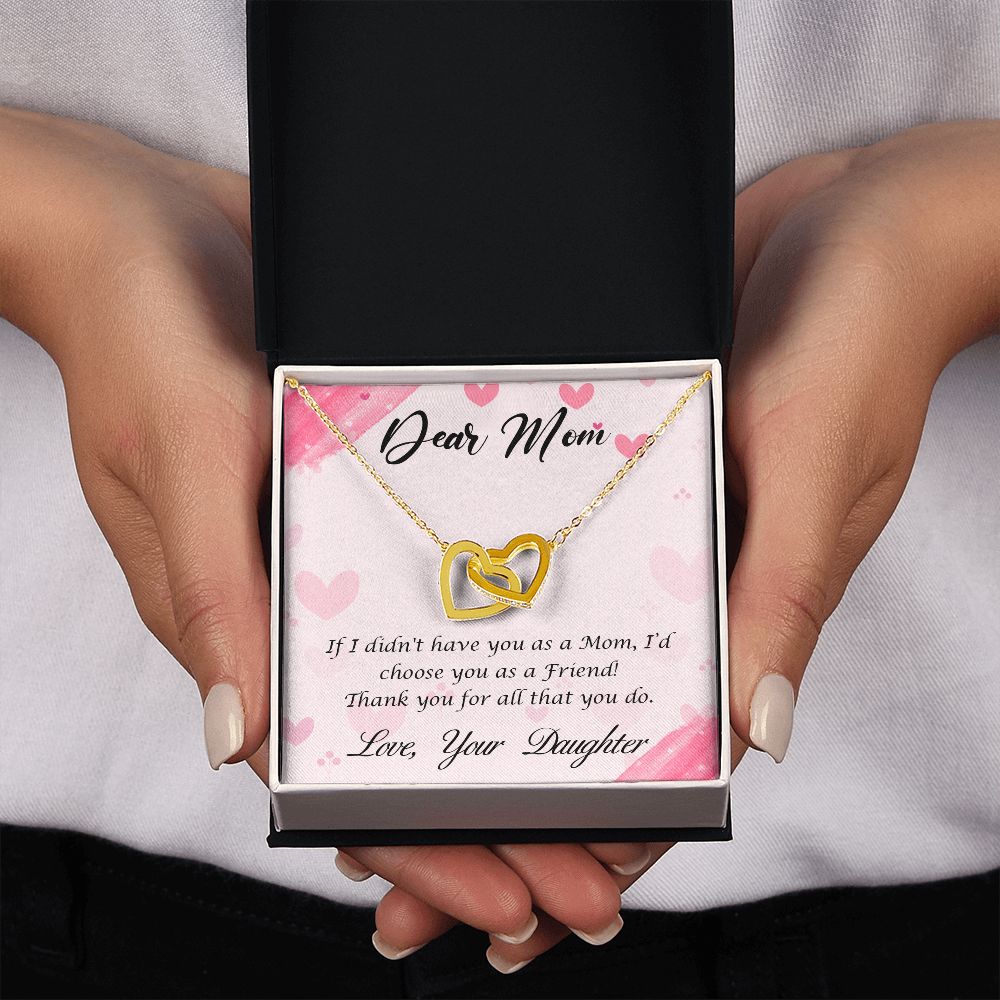 Mom From Daughter Happy Mother’s Day Interlocking Hearts Necklace