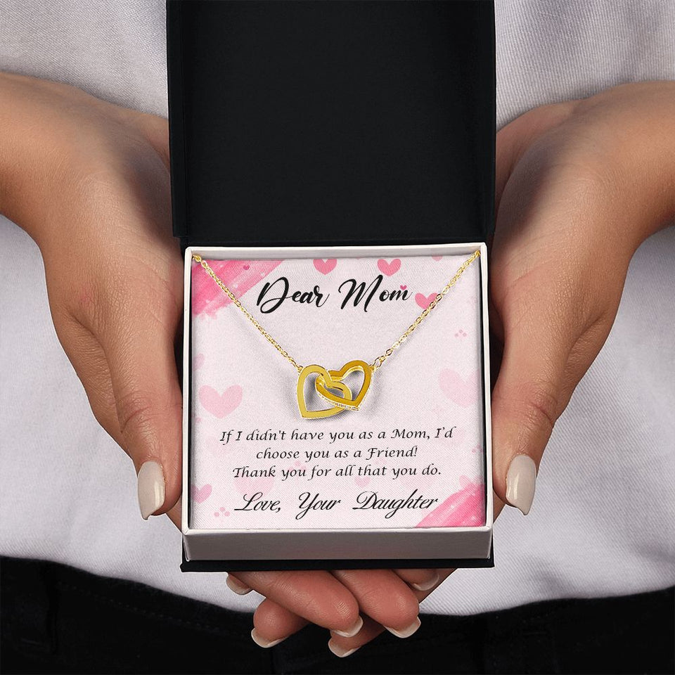 Mom From Daughter Happy Mother’s Day Interlocking Hearts Necklace