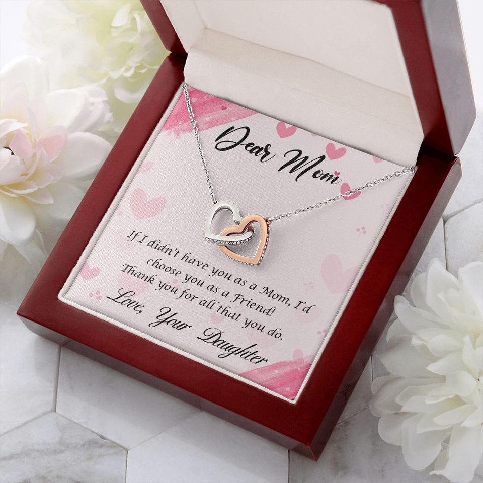 Mom From Daughter Happy Mother’s Day Interlocking Hearts Necklace