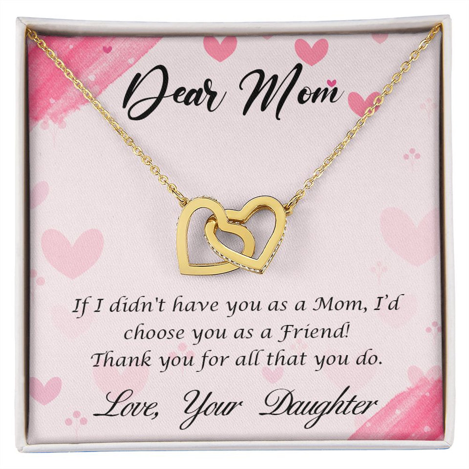 Mom From Daughter Happy Mother’s Day Interlocking Hearts Necklace