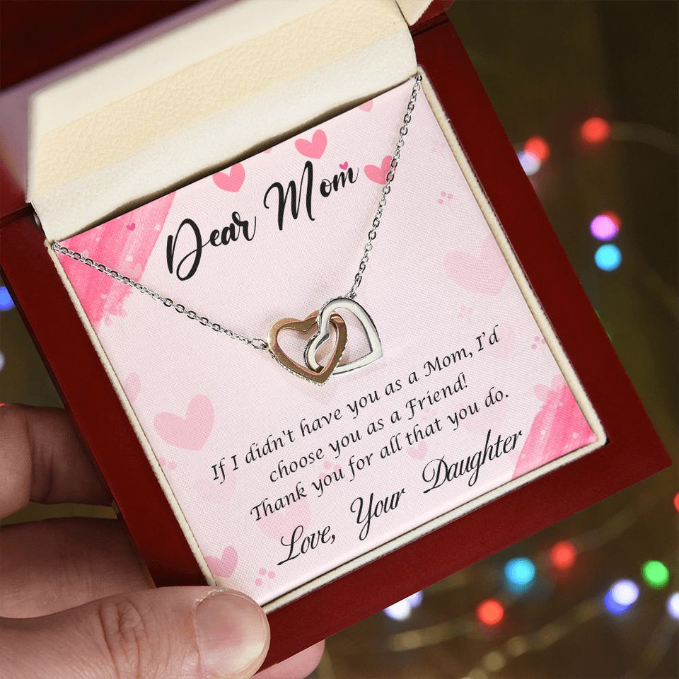 Mom From Daughter Happy Mother’s Day Interlocking Hearts Necklace