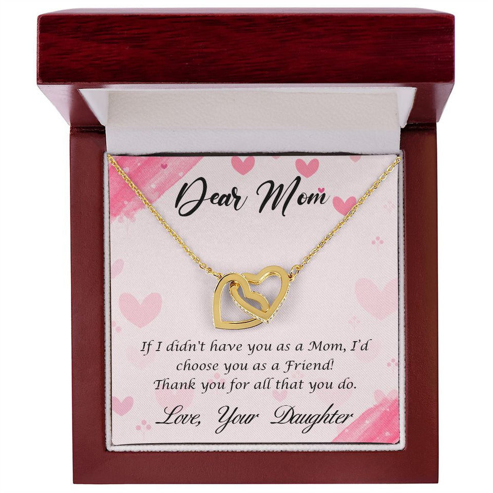 Mom From Daughter Happy Mother’s Day Interlocking Hearts Necklace