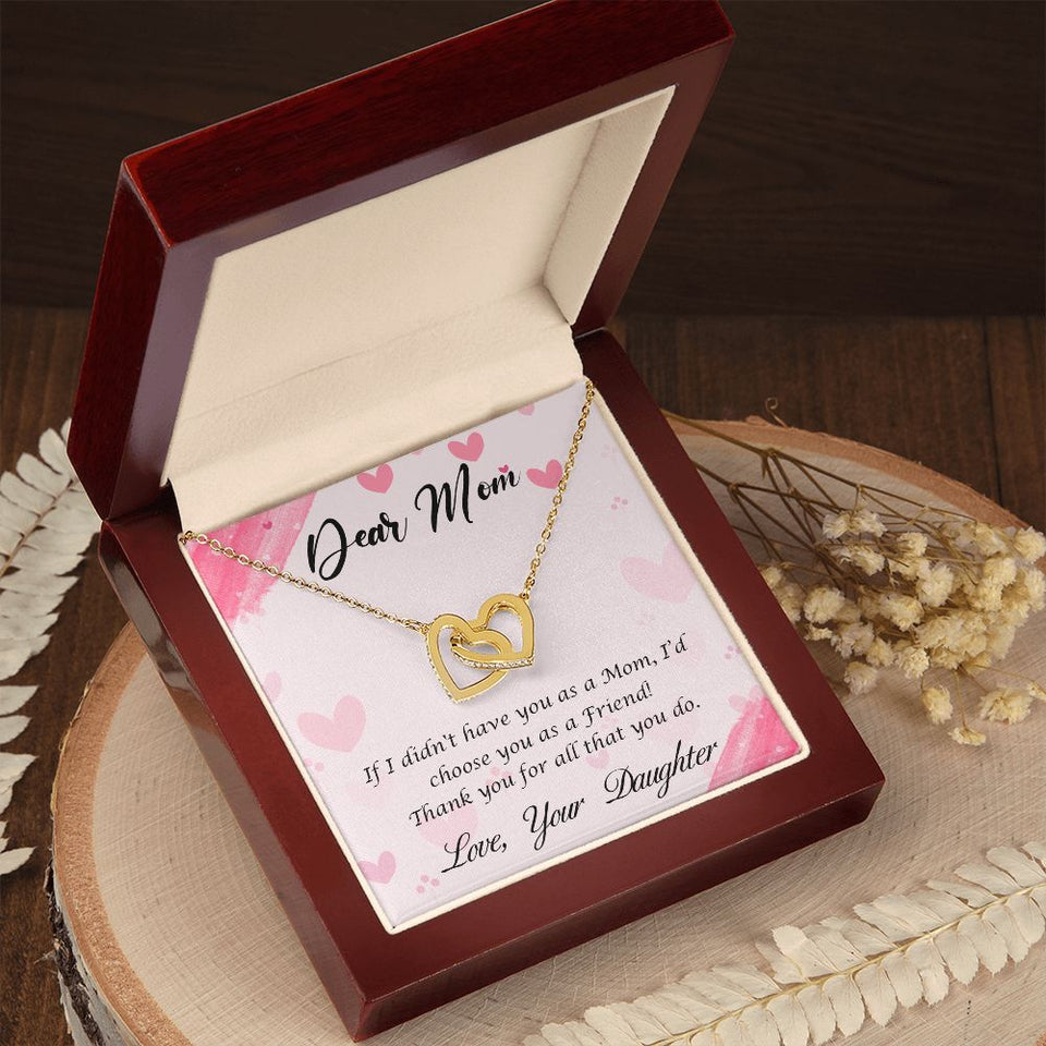 Mom From Daughter Happy Mother’s Day Interlocking Hearts Necklace