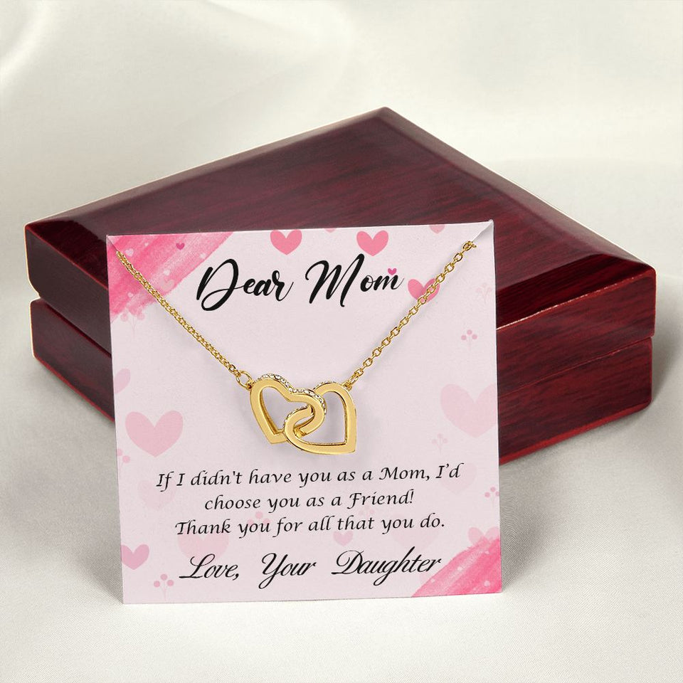Mom From Daughter Happy Mother’s Day Interlocking Hearts Necklace