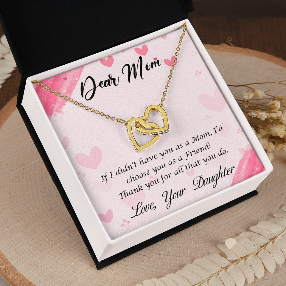 Mom From Daughter Happy Mother’s Day Interlocking Hearts Necklace