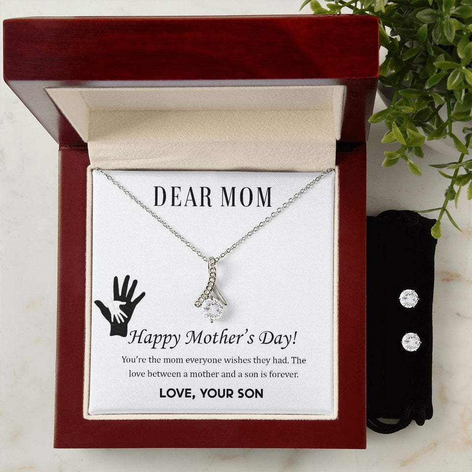 The Love Between a Mother and Son Alluring Beauty Necklace Earring Set
