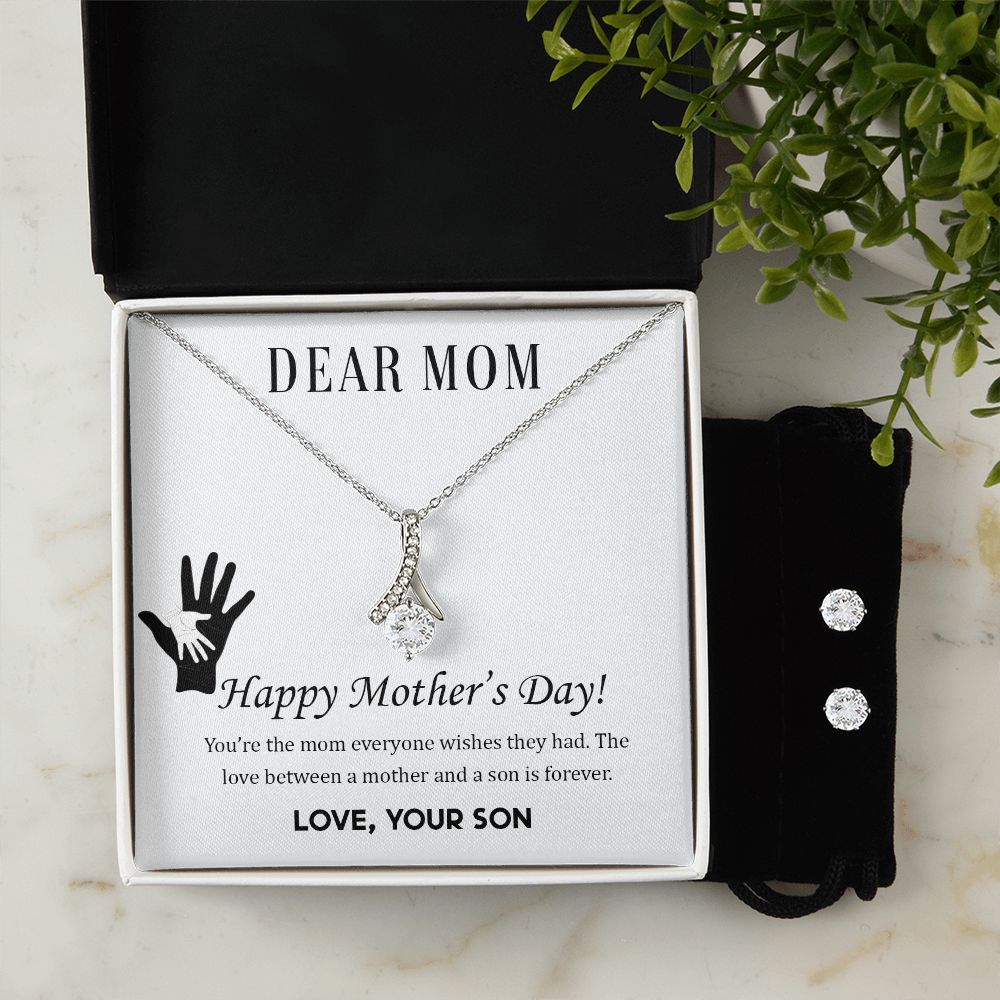The Love Between a Mother and Son Alluring Beauty Necklace Earring Set