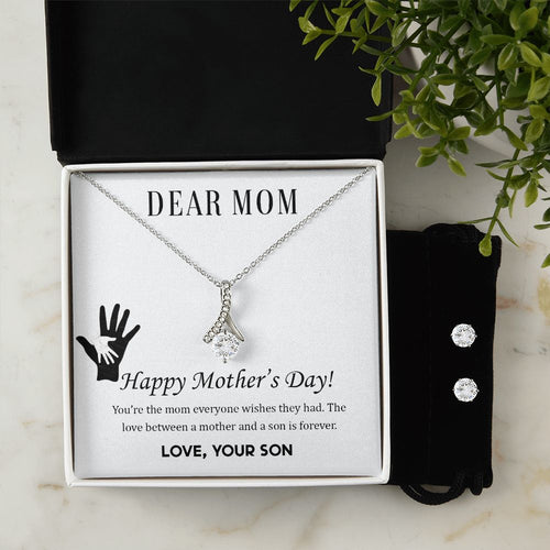 The Love Between a Mother and Son Alluring Beauty Necklace Earring Set