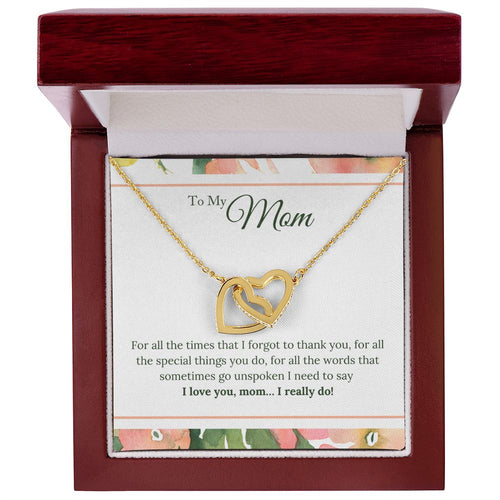 Mom I Love You Interlocking Hearts Necklace