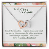 Mom I Love You Interlocking Hearts Necklace