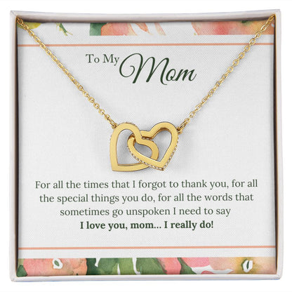 Mom I Love You Interlocking Hearts Necklace