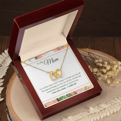 Mom I Love You Interlocking Hearts Necklace