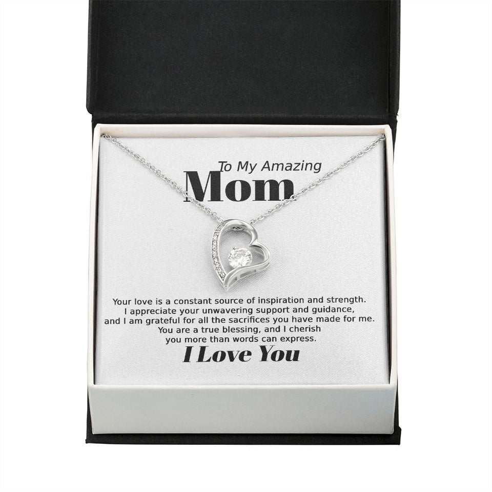 Mom Inspiration and Strength Forever Love Heart Necklace Gift In Gold or Silver